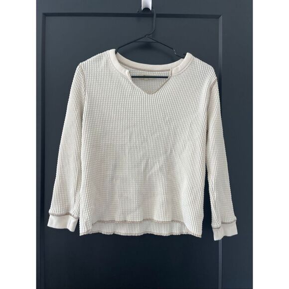 Madewell Waffle Split Neck Crop Tee Long Sleeve Size XXS - Picture 3 of 8